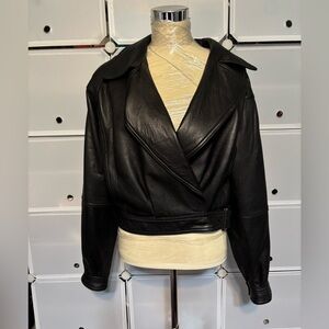 Elegant Black Leather Jacket for Women